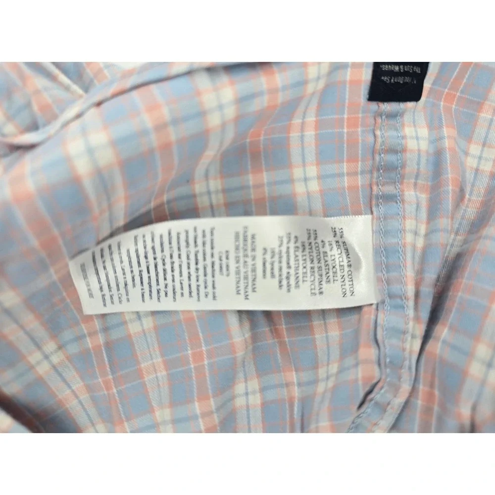 Faherty Movement Shirt Mens Large Blue Orange Plaid Stretch Button Down MWC0082
